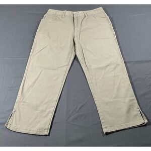 Cherokee Womens Vintage Khaki Relaxed Capri Pants Size 2 NWT Stretch Side Slit